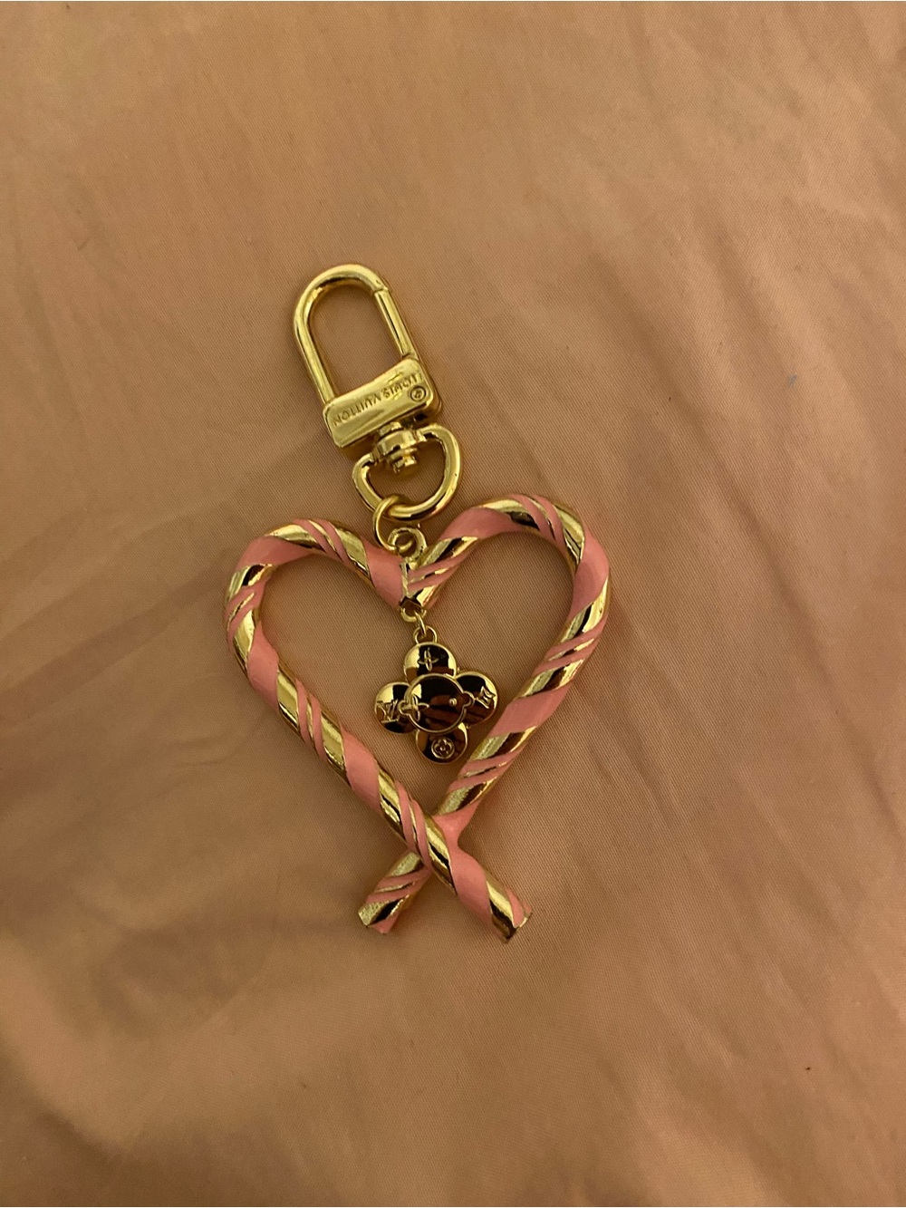 Heart-Shaped Vivienne Inspired Pink and Gold Keychain Charm